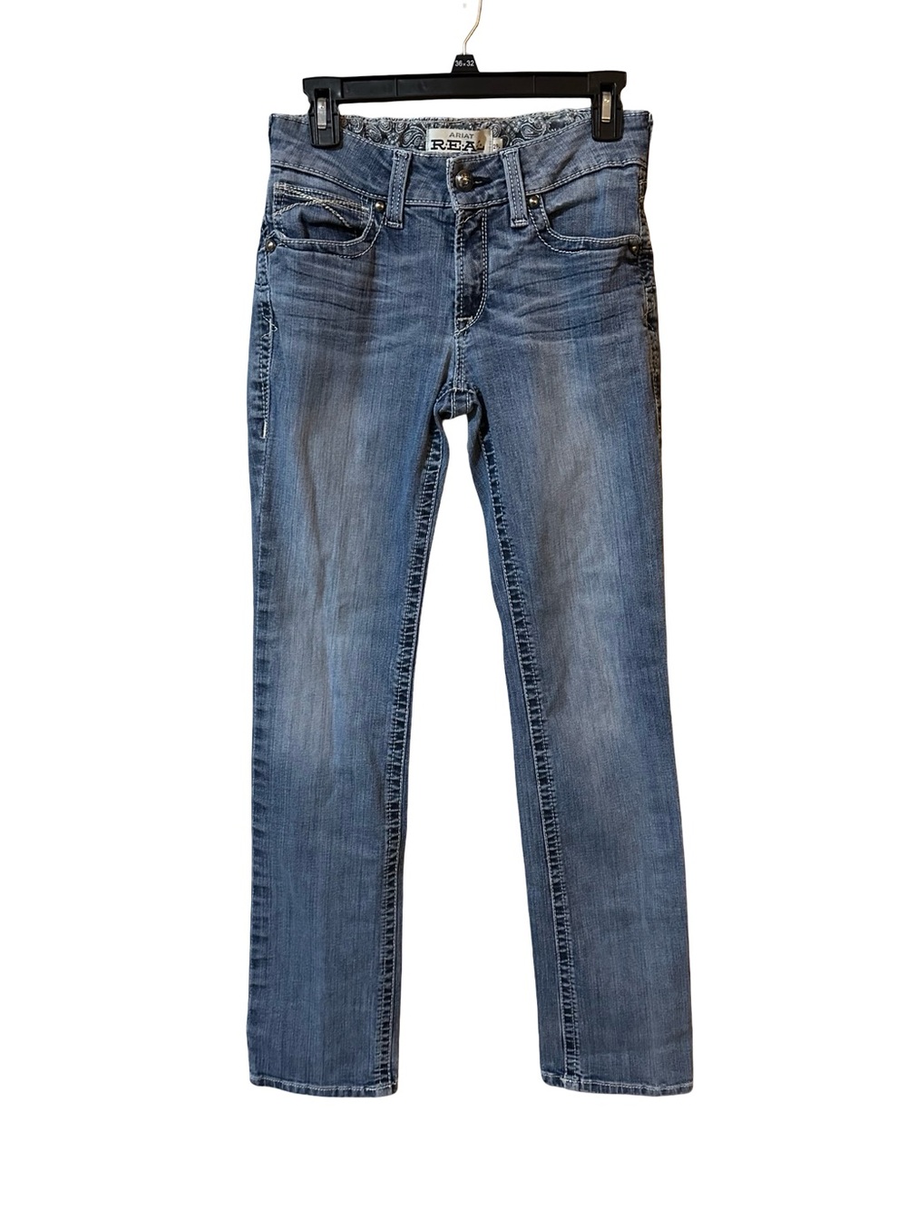 Ariat REAL Denim Mid Rise Straight Leg Jeans 29L Stretch Western Casual Denim